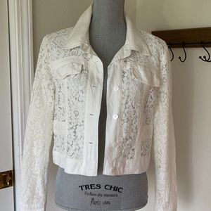 Reba White Lace Crop acket Size L